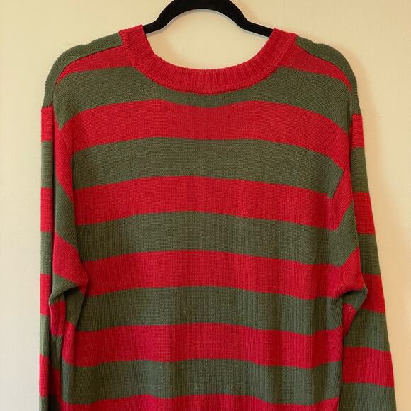 Hot Topic L Freddy Krueger Damon’s long sleeve t-shirt stripe red green knit rib - Picture 6 of 7